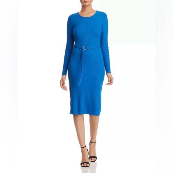 MICHAEL Michael Kors Dresses & Skirts - 🦋MICHEAL Michael Kors Blue Long Sleeve Belted Rib-Knit Dress - Size Medium